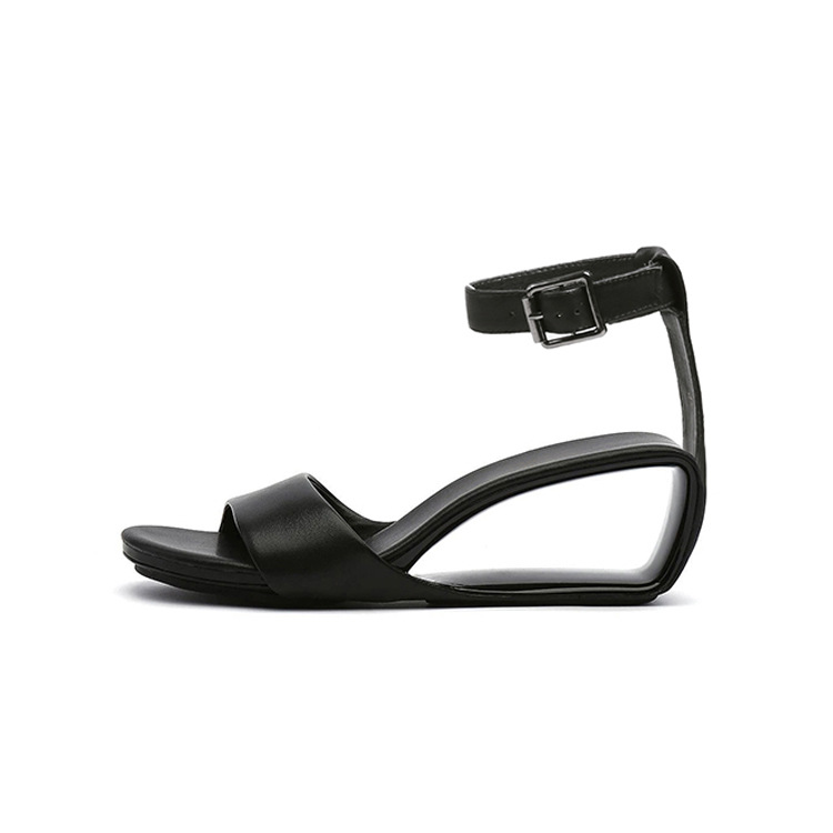 Title 3, Hollow-out Wedge Sandals First Layer Cowhide Ne...