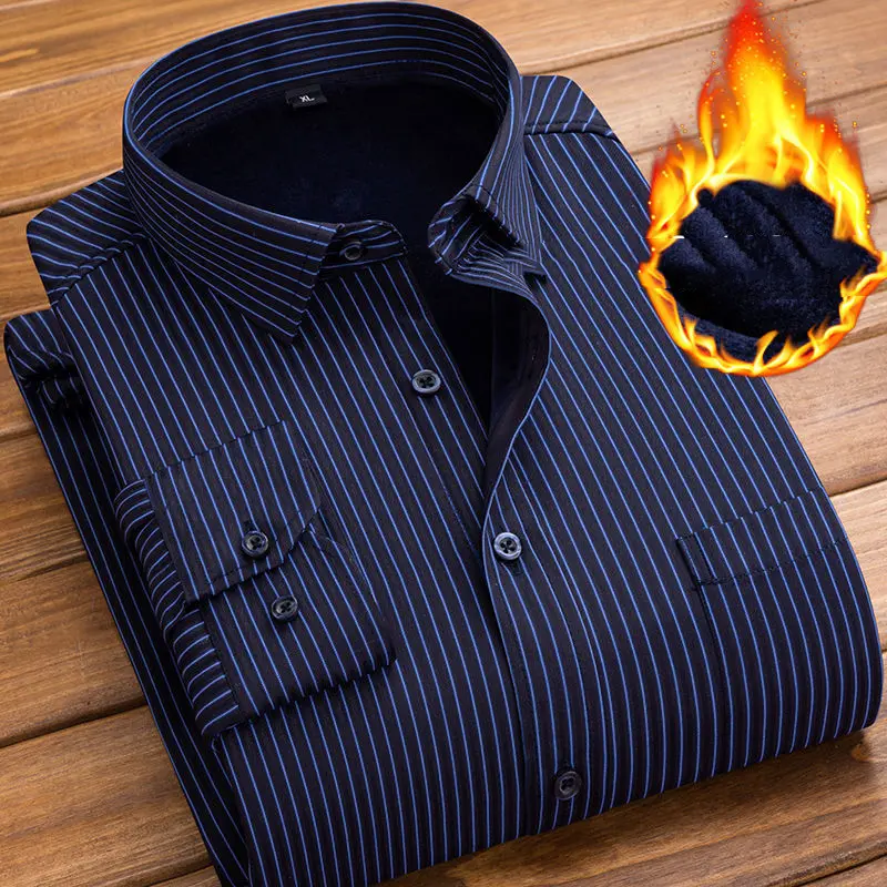 Men's Warm Shirt Plus Velvet Padded Long Sleeves