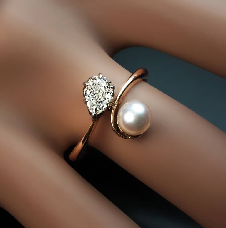 Women's Ring With Zircon And Imitation Pearl