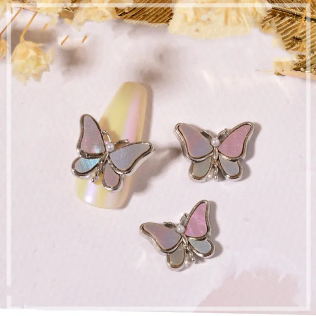 Nail Beauty Crystal Butterfly Transparent Golden Edge Metal Rhinestone Stereo Nails Shell Butterfly Diamond Decorations H237 - Shop at LoveMi