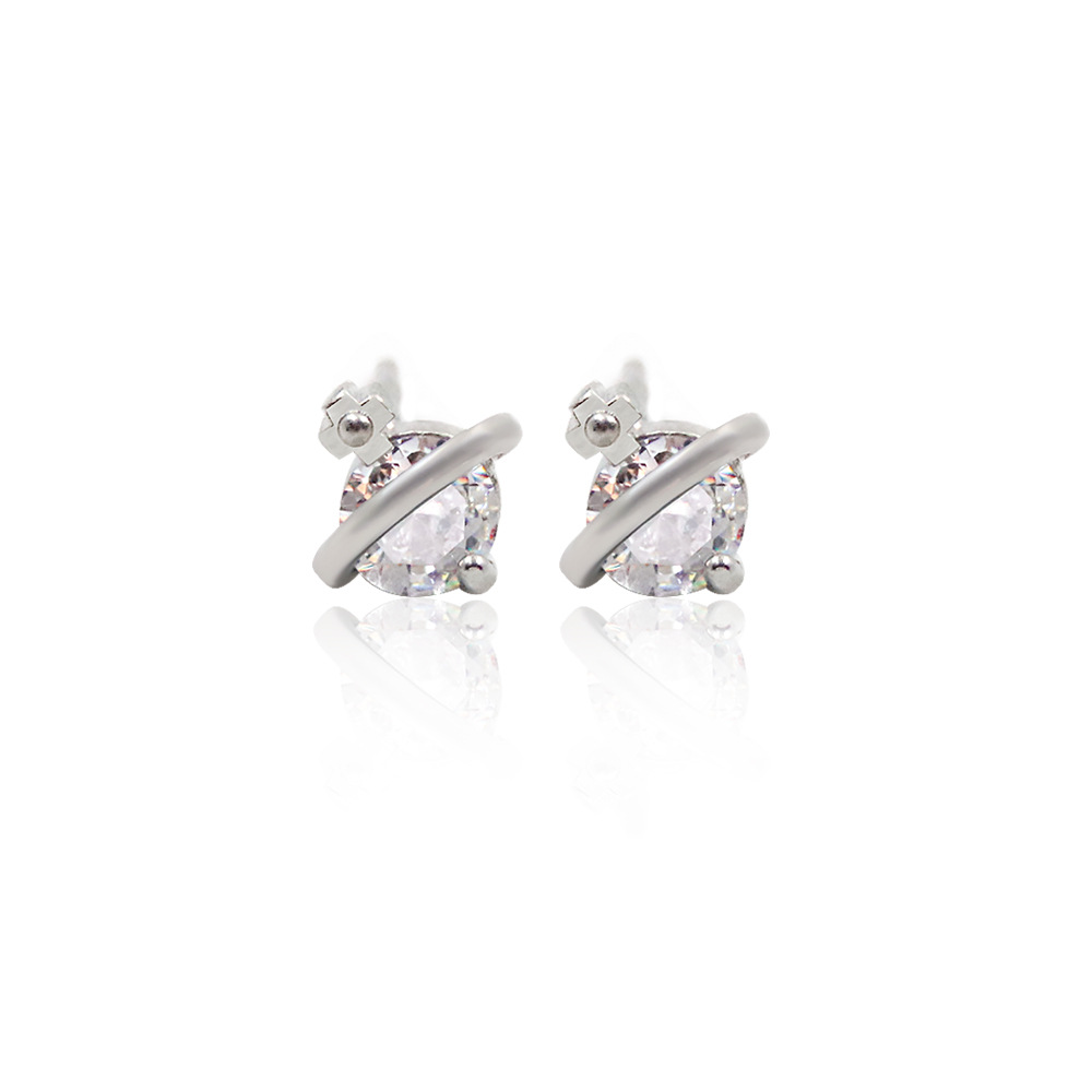 Electroplating Diamond Two-Dimensional Heart Earrings