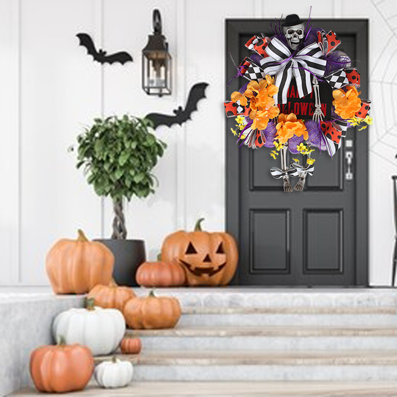 Christmas Pumpkin mus Rattan Wreath Artificial Front Door - Miniatyr 3