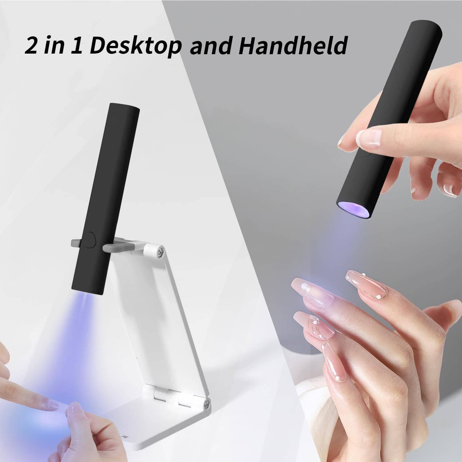 Mini UV LED Nail Lamp Handheld With Stand, Portable Nail Dryer USB Cordless — foto 4