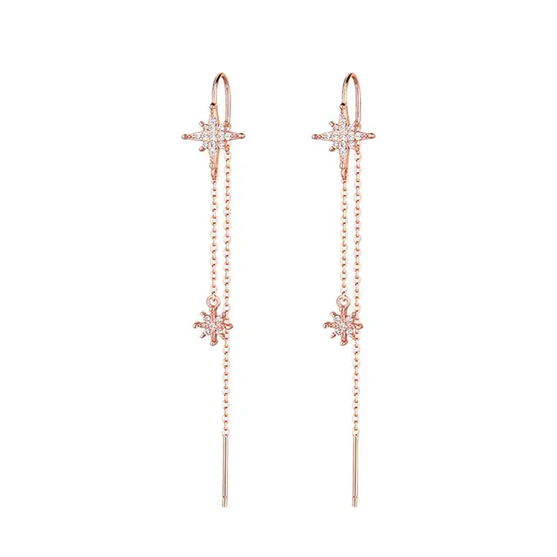 925 Sterling Silve Inlaid Zircon Star Earrings