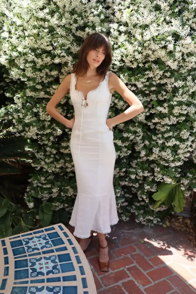 European And American Fashion Lace Strapping Backless Dress White - Shop at LoveMi