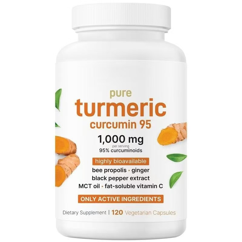 Capsulă de curcumină cu piper negru, ghimbir, ulei MCT și vitamina C,  120 capsule vegetale
