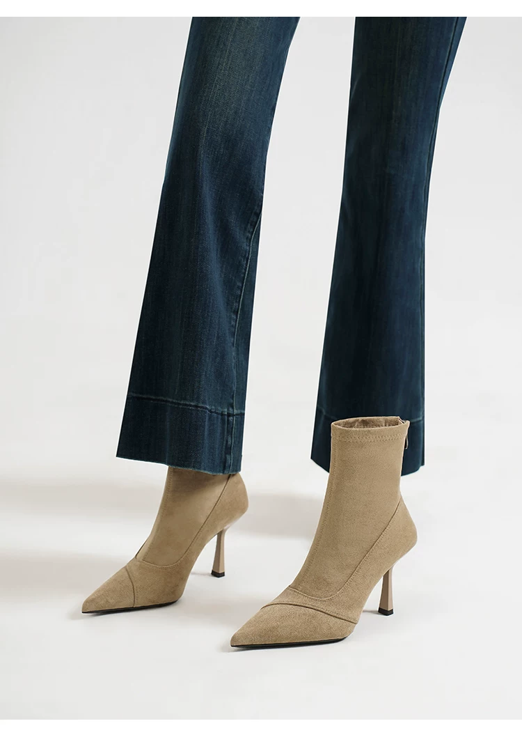 Suede Pointed Toe Ankle Boots, picture 3 of 5
