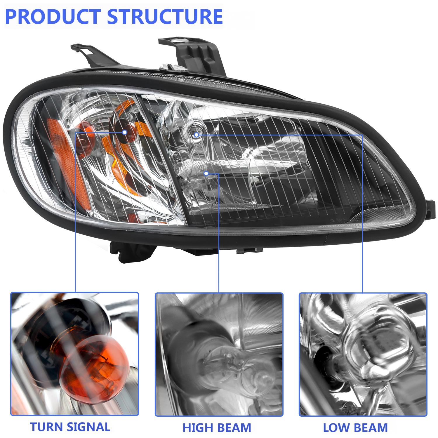 2004-2013 Freightliner M2 Headlights, Set-2 Pieces, White-black - Image 12