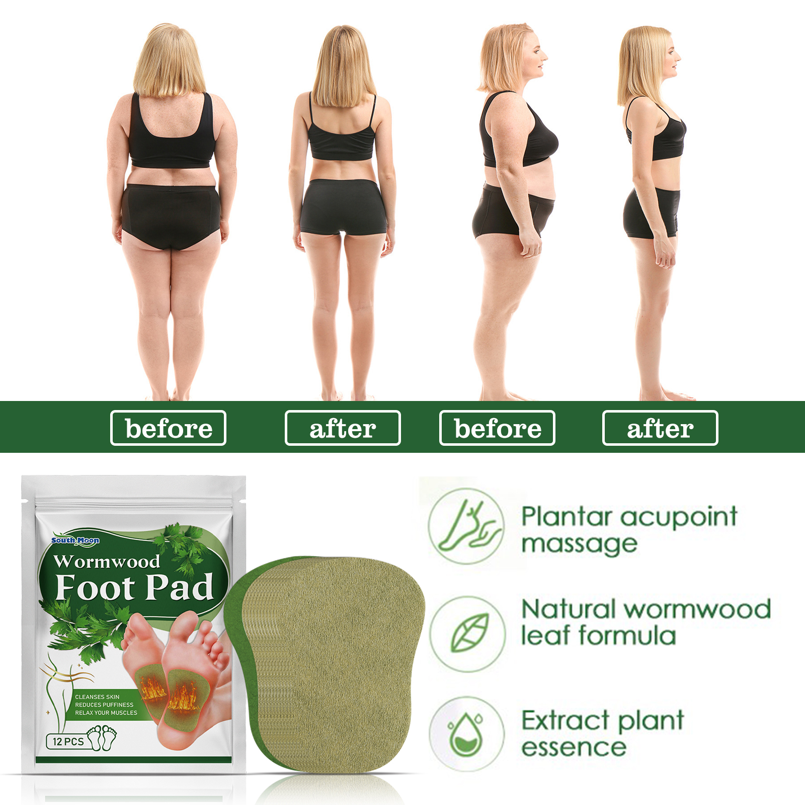 South Moon Wormwood Foot Pad, Relieve Body Stress Slimming And Toning Foot Care Improves Circulation
