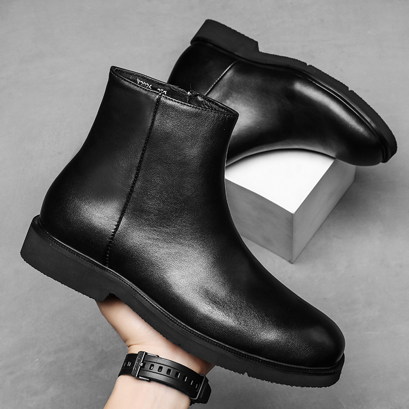 High Top Shoes Thick Bottom Zipper Black