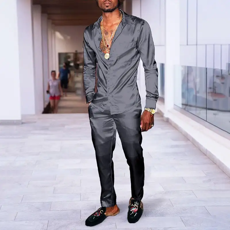 Hip Hop Hong Kong Style Fashion 3D Printing Casual Long Sleeve Shirt Suit