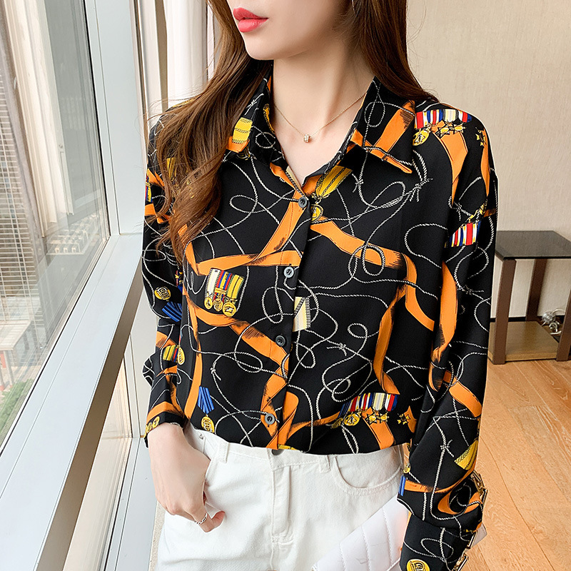 Women's Chain Print Long-sleeved Shirt