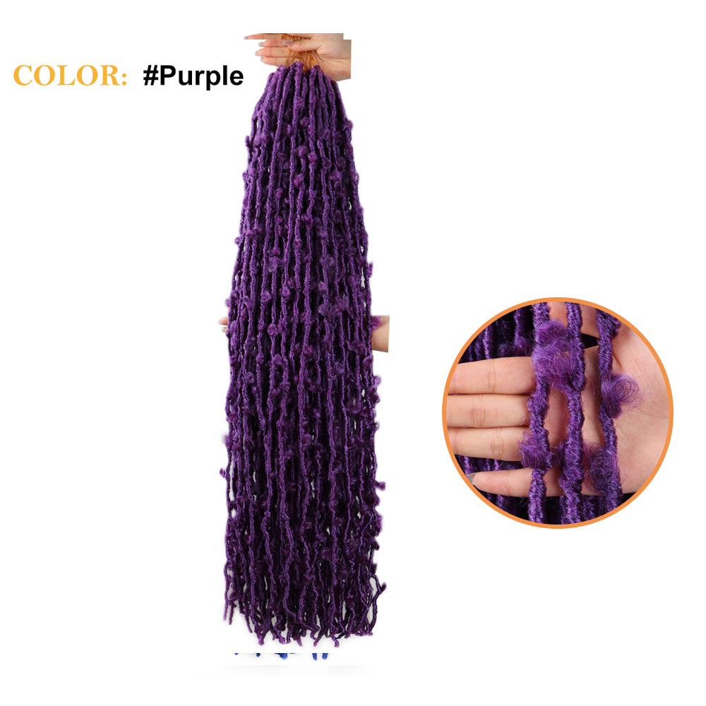 African Butterfly Curve Chemical Fiber Crochet Dirty Braid Wig Purple - Shop at LoveMi