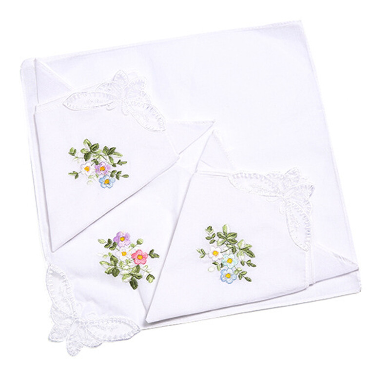 6 Pack Ladies Handkerchiefs Pure Cotton Plain White With Satin Stripe Border — image 4