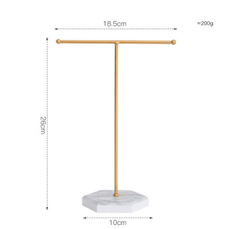 Marble T Shape Jewelry Wood Base Display Storage Rack