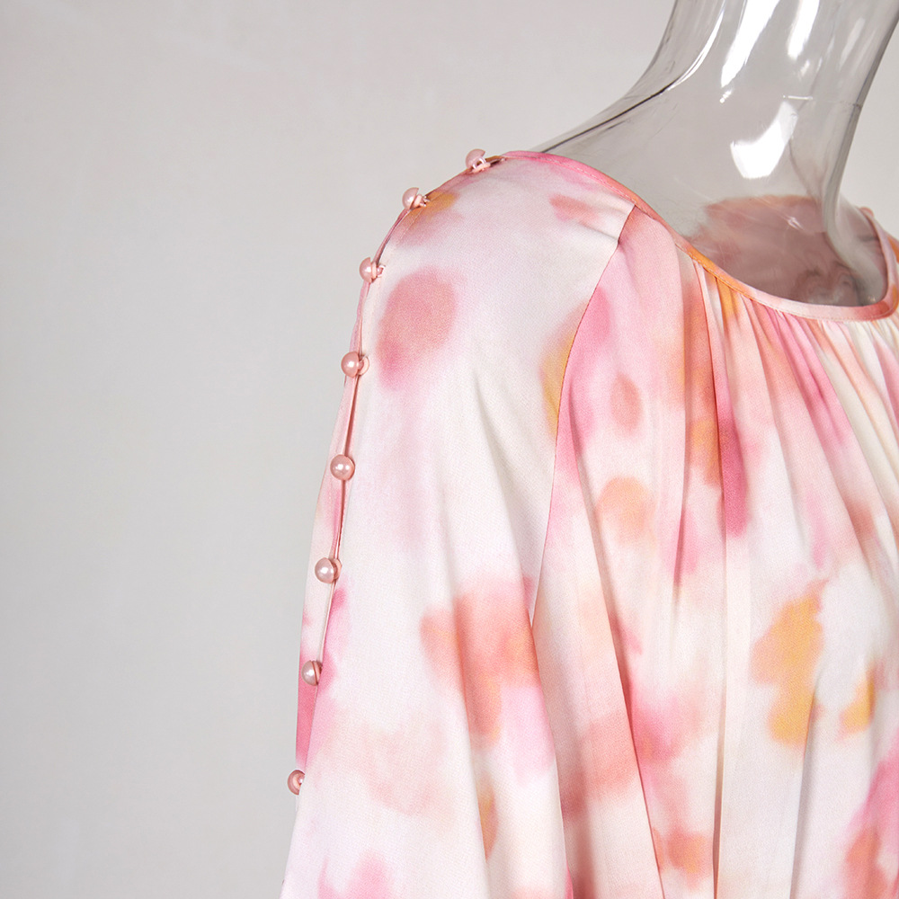 Printed Lantern-Sleeve Midi Dress, picture 3 of 9
