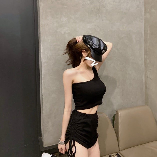 Women's Dancing Tank Top And High Waist Drawstring Shorts Two-piece Suit