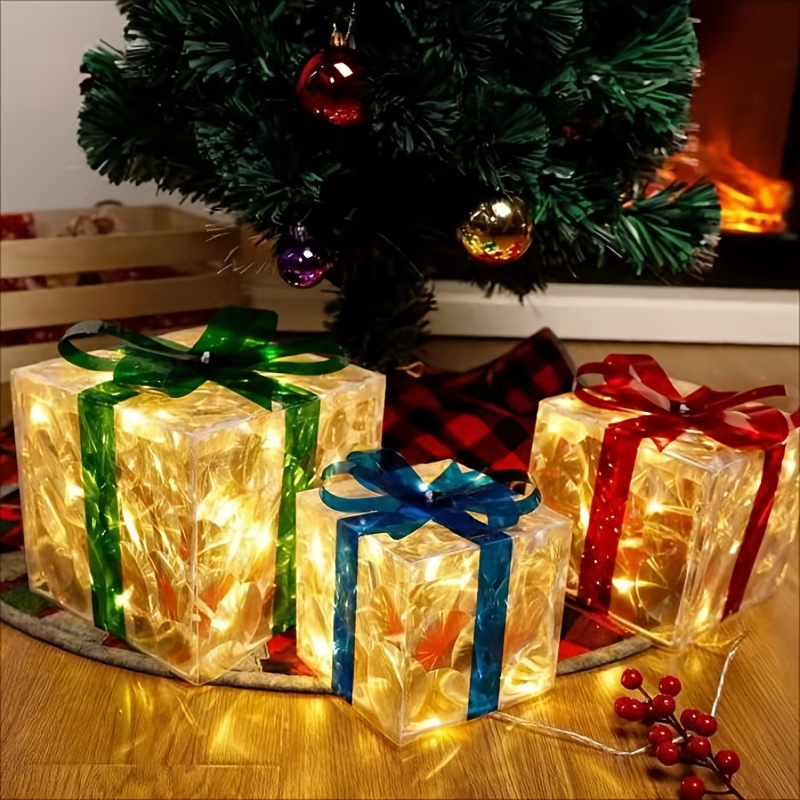 New Christmas Gift Box 3-piece Folding Christmas Gift Box Light Up Valentine Gift Box Christmas Lights — foto 7