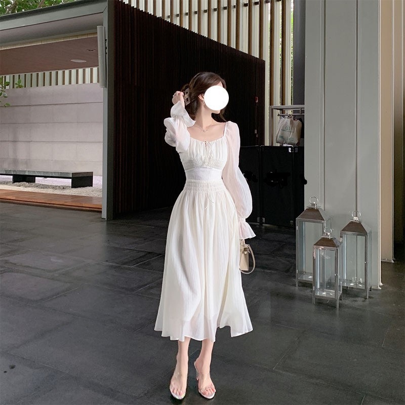 Square-Neck Bubble-Sleeve Dress, picture 6 of 6