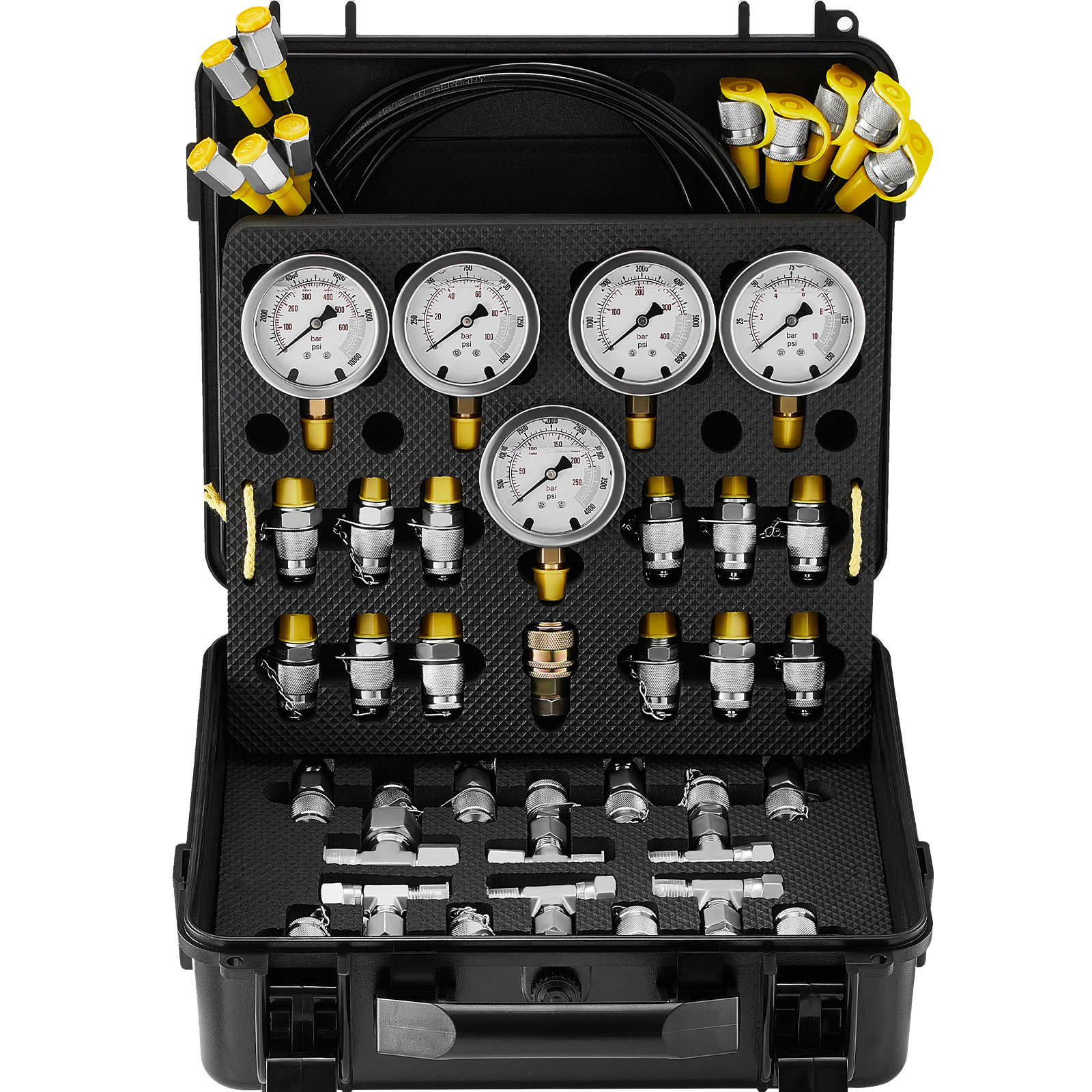 VEVOR Hydraulic Pressure Test Kit, 5 Gauges 13 Couplings 14 Tee Connectors 5 Test Hoses, Excavator… image 7