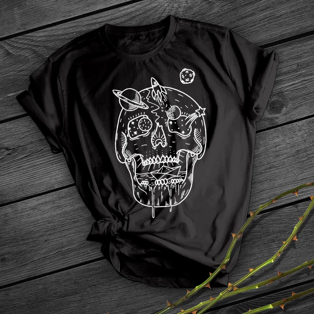 Space Surface Black Short Sleeved T-shirt - Black