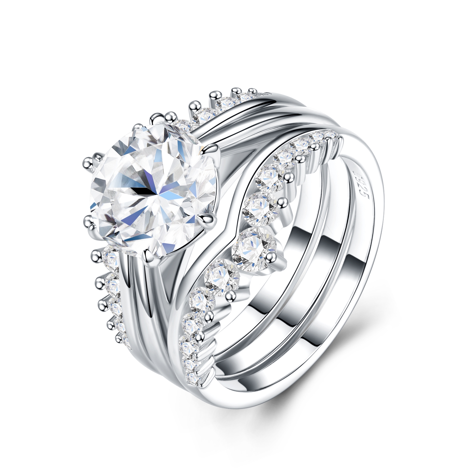 luksuslik hõbesõrmuste komplekt Morganiidiga