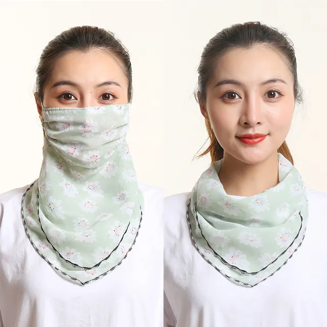 Bib Silk Scarf Women Summer Sunscreen Mask Neck Guard Face Mask 5.Style - Shop at LoveMi
