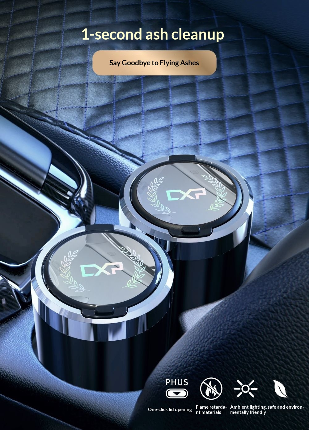 LED One-Button Openable Car Ashtray 8