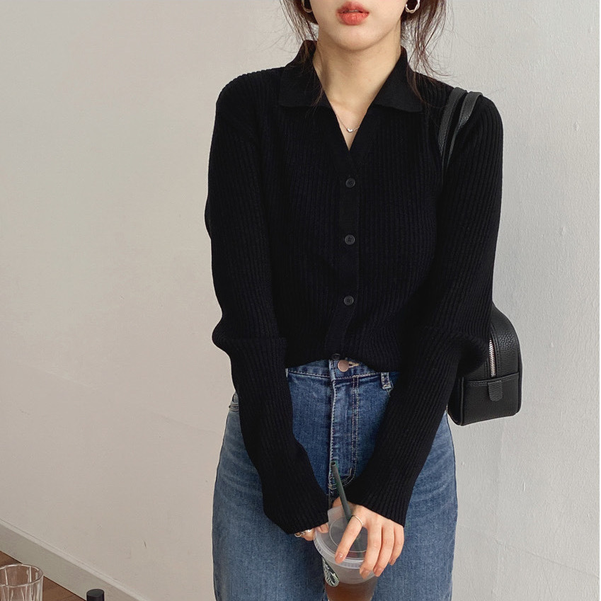 Title 7, All Match Basic Thin Pit Strip Sweater Knit Swe...