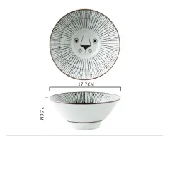 Cute Cat Ceramic Tableware 7 Inch Ramen Bowl Soup Bowl Fruit Salad Noodle Bowl - Lion - View 1