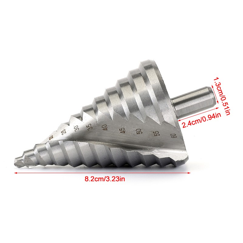 6-60mm HSS Large Spiral Step Cone Drill Bit For Metal And Wood Hole Cutter Tool