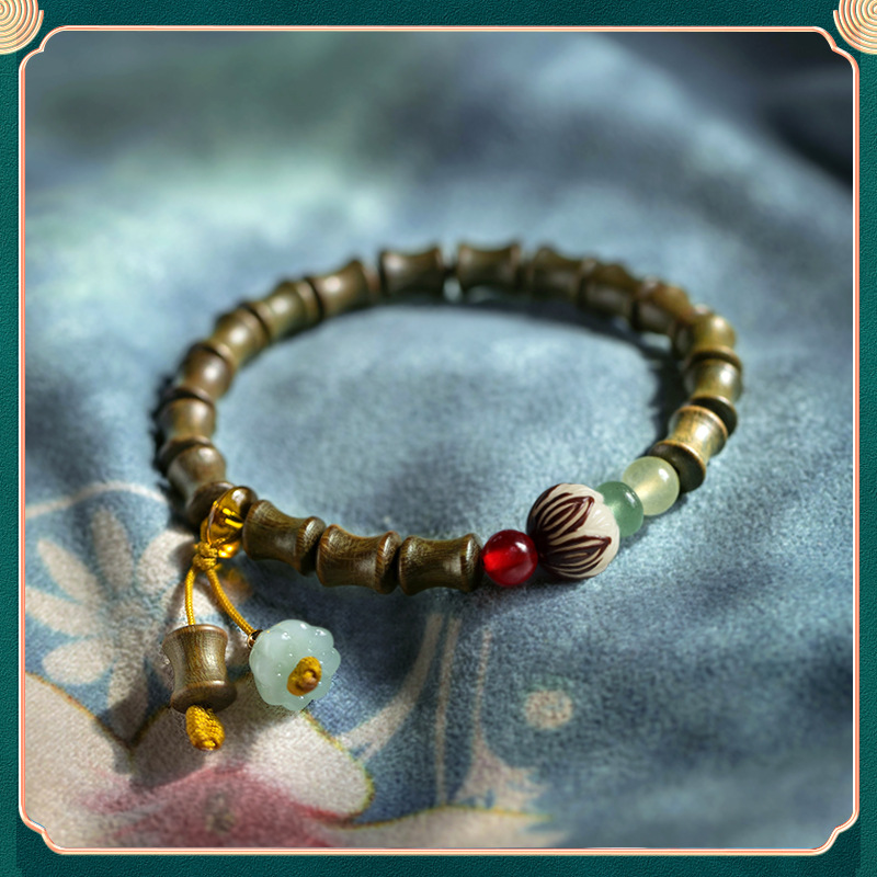 Festival Rising Bamboo Festival Lotus Pendant I Don't Know Spring Green Sandalwood Bracelet