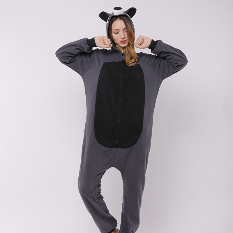 Title 5, Grizzly Raccoon Cartoon Animal One Piece Pyjamas