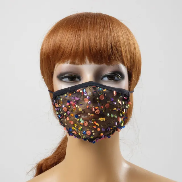 Fashion Exaggerated Creative Sequined Mesh Gauze Black - Shop at LoveMi