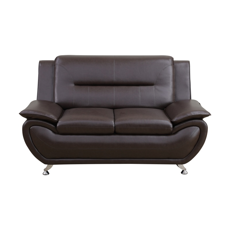 Pickup Only--Brown Breathable Leather Living Room 3-Piece Sofa Set