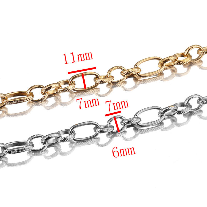 1 Meter Bag Stainless Steel 3 To 1 Embossed Handmade DIY Chain