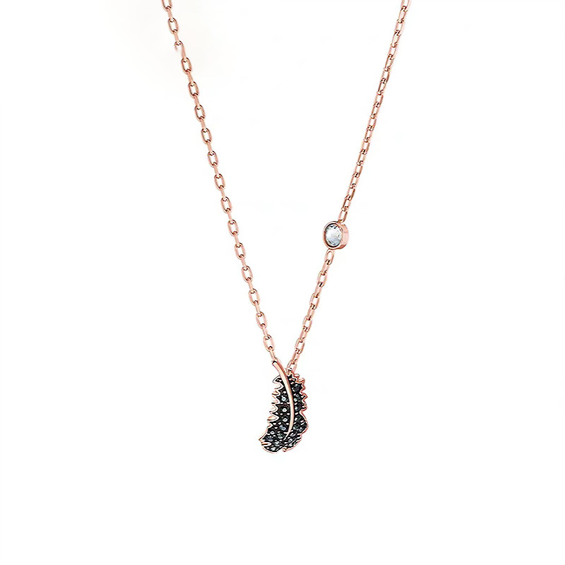 Women's Necklace With Crystal Elements Light Feather