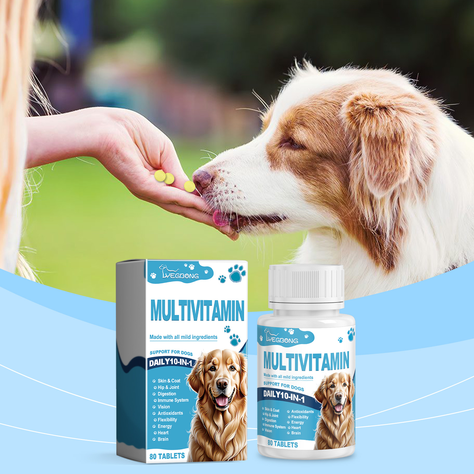 Dog Multivitamin Tablets, Daily Nutritional Supplement For Dogs, Supports Skin Coat, Joint, Digestion, Immune & Vision Health, 80 Chewable Tablets — foto 10