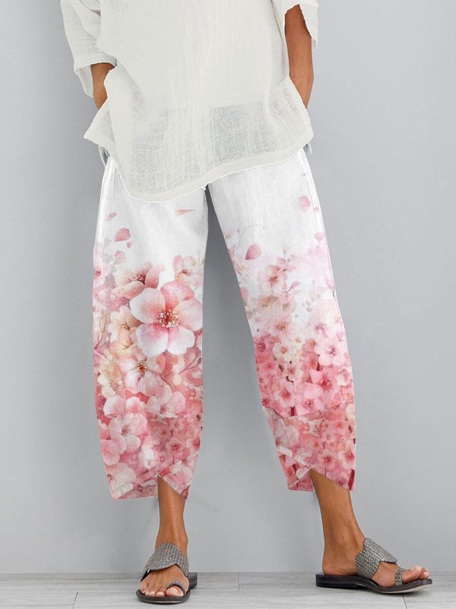 Trendy And Fashionable Floral Personalized Positioning Printed Cropped Pants