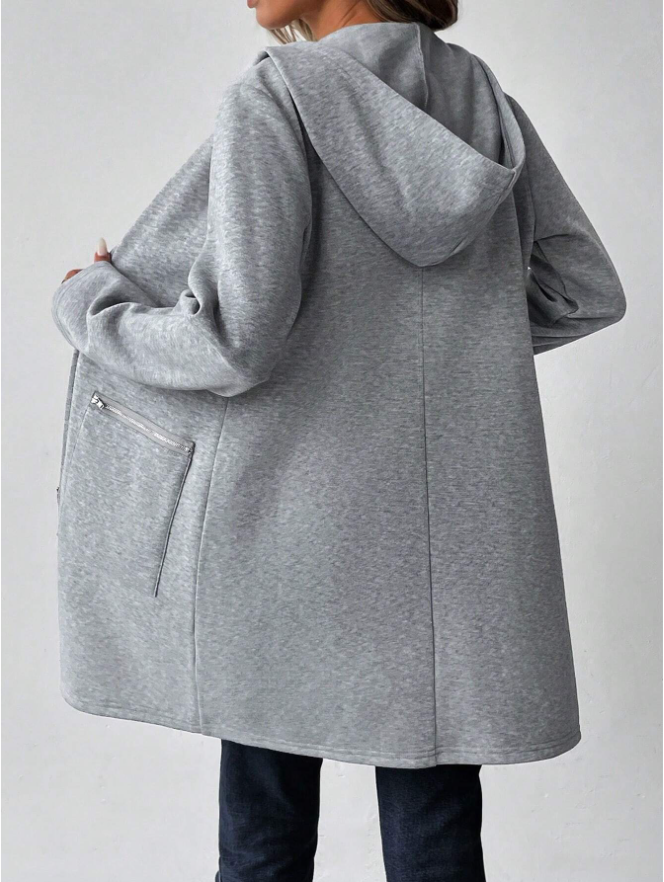 Women's Autumn Long Sleeve Hoodie Jacket, Drop Shoulder