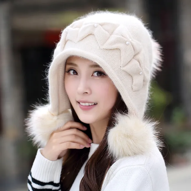 Women's Autumn And Winter Knitted Woolen Hat Beige - Shop at LoveMi