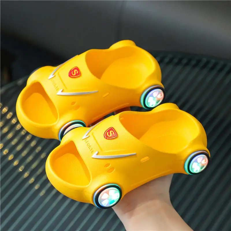 Kids Glowing Slippers Cartoon Car Sandals Children