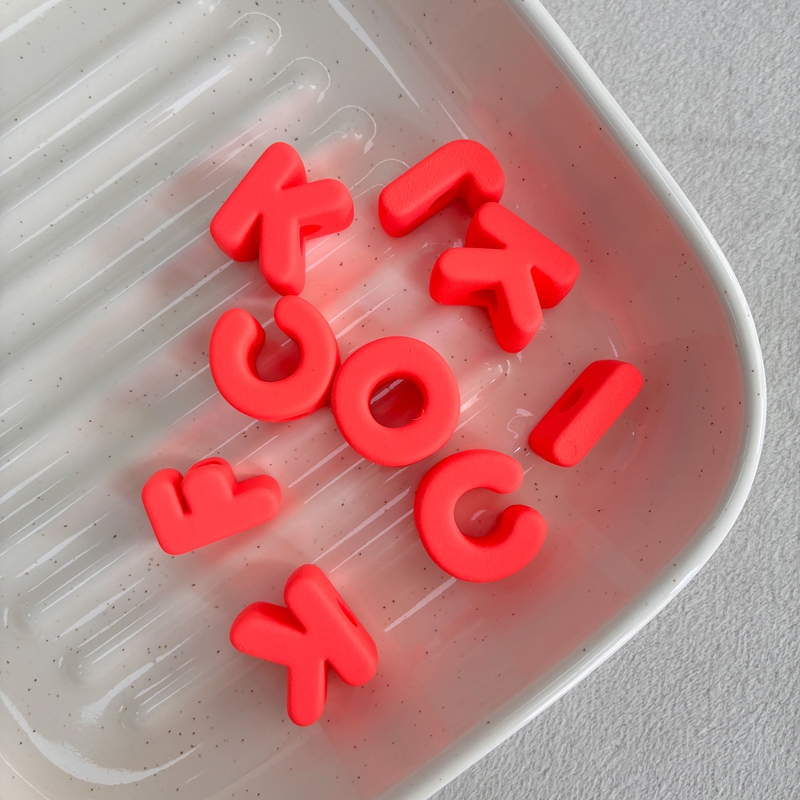 Rubberized Acrylic Letter Beads, Matte Alphabet Charms With Horizontal Hole For DIY Name Bracelets, Necklaces, Keychains & Kids Crafts, Bright Mixed Colors
