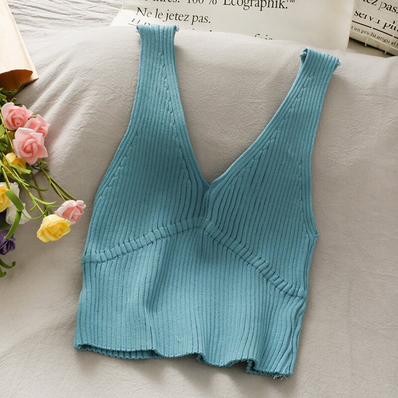 Knitted Camisole Women's Inner Sleeveless Short Sleeveless Jacket