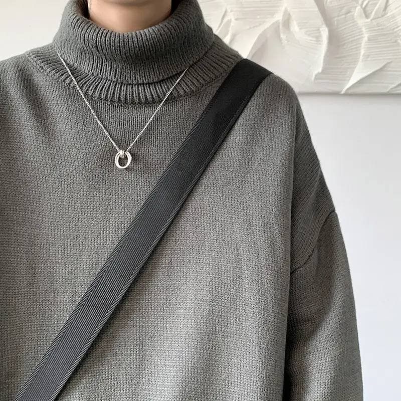 Futuristic Style Turtleneck Knitwear Jumper Sweatshirt