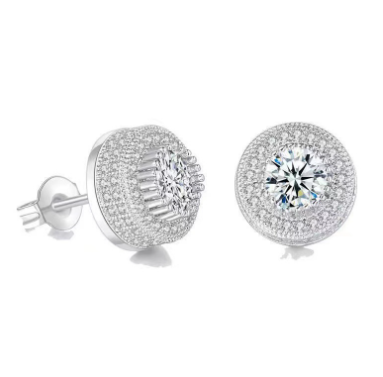 Round Full Zircon Hip Hop Personality Earrings Men And Women Trendy Diy Earrings