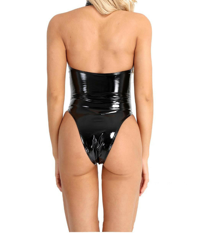 Women’s Faux Leather Panel Cutout Bodysuit