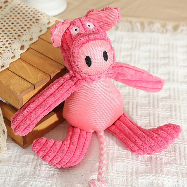 New Pet Dog Plush Sounding Cartoon Cow Cartoon Pig Animal, Bite resistant Pet Toys Pink - Shop at LoveMi