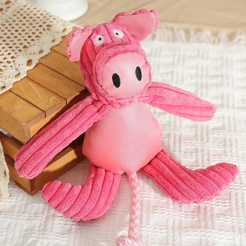 New Pet Dog Plush Sounding Cartoon Cow Cartoon Pig Animal, Bite-resistant Pet Toys - Pink