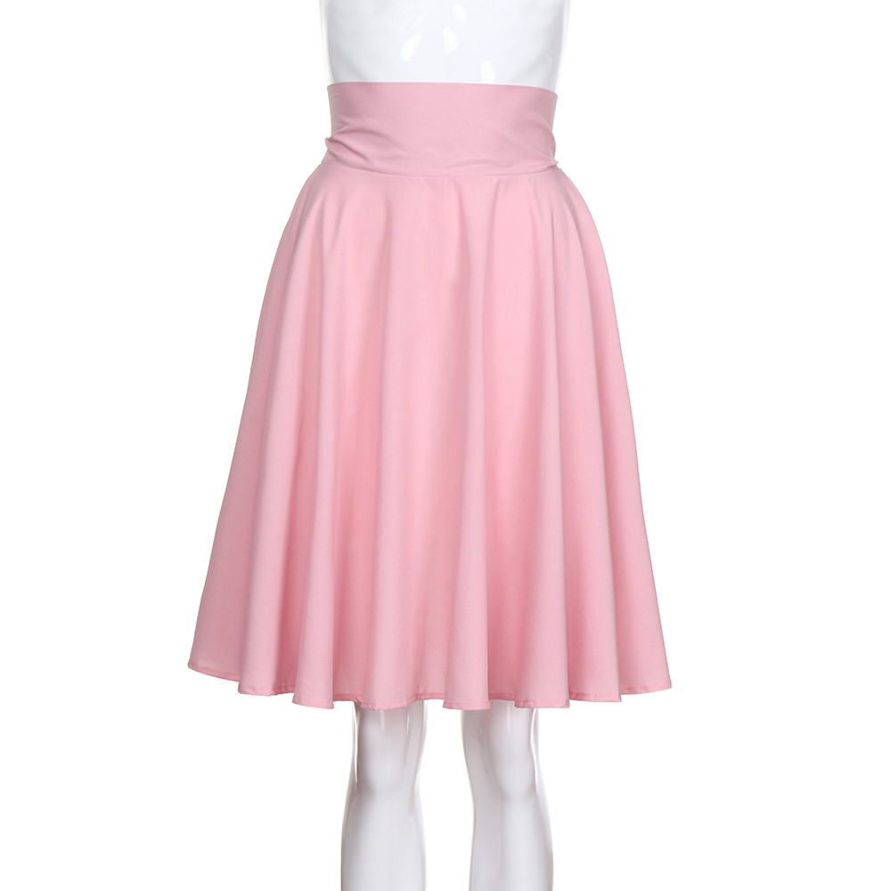 Solid Color High Waist Pleated Slim Women's Skirt